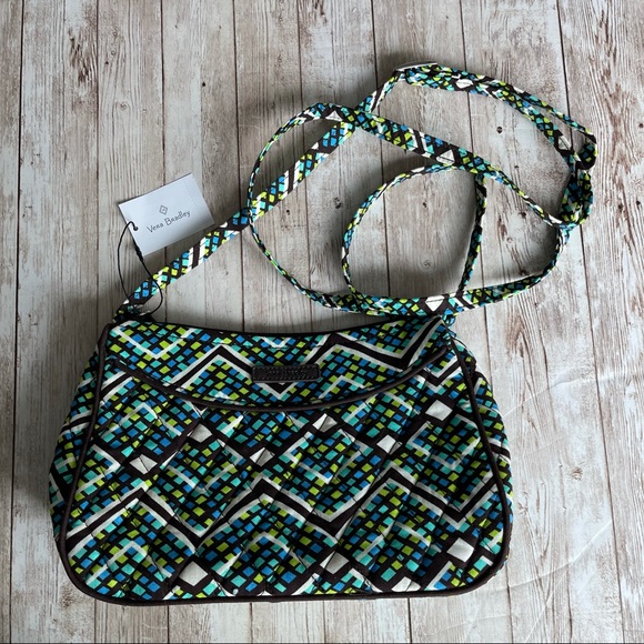NEW WITH TAGS VERA BRADLEY LITTLE CROSS BODY BLUE GREEN RAIN FOREST - Picture 1 of 5